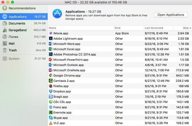 tối ưu hóa không gian trên Macbook Retina cũ chính hãng