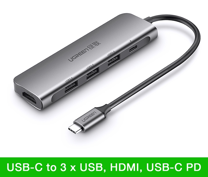 Cáp chuyển Ugreen 5 in 1 Type C to HDMI/USB-C/USB 3.0 (50209) - ảnh 2