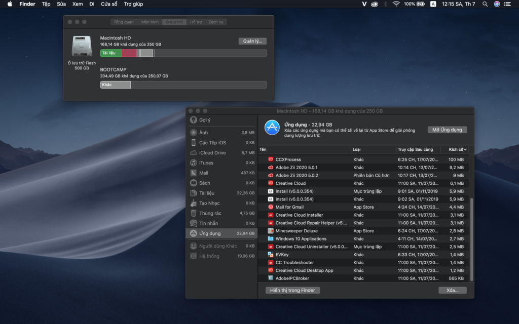 Kiểm tra lưu trữ trên MacBook