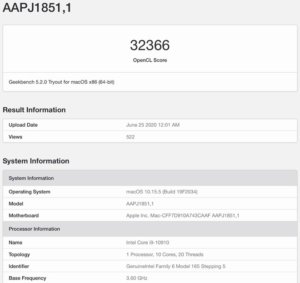 Benchmark iMac 2020