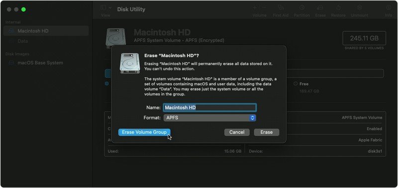 MacOS recovery mode xoá phân vùng