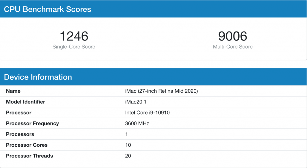 iMac 27-inch benchmark