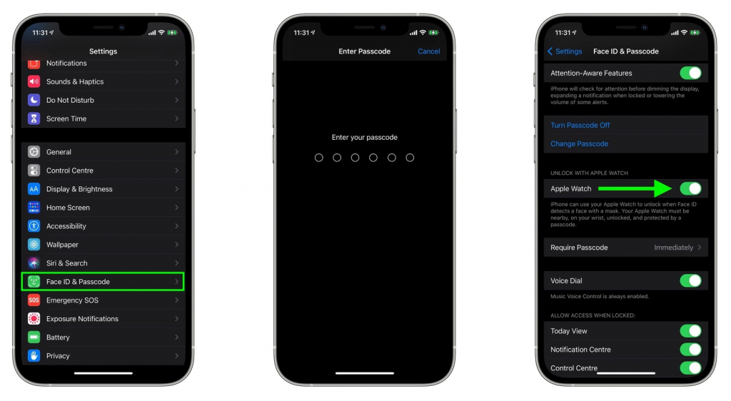 Thiết lập mở khoá iPhone bằng Apple Watch