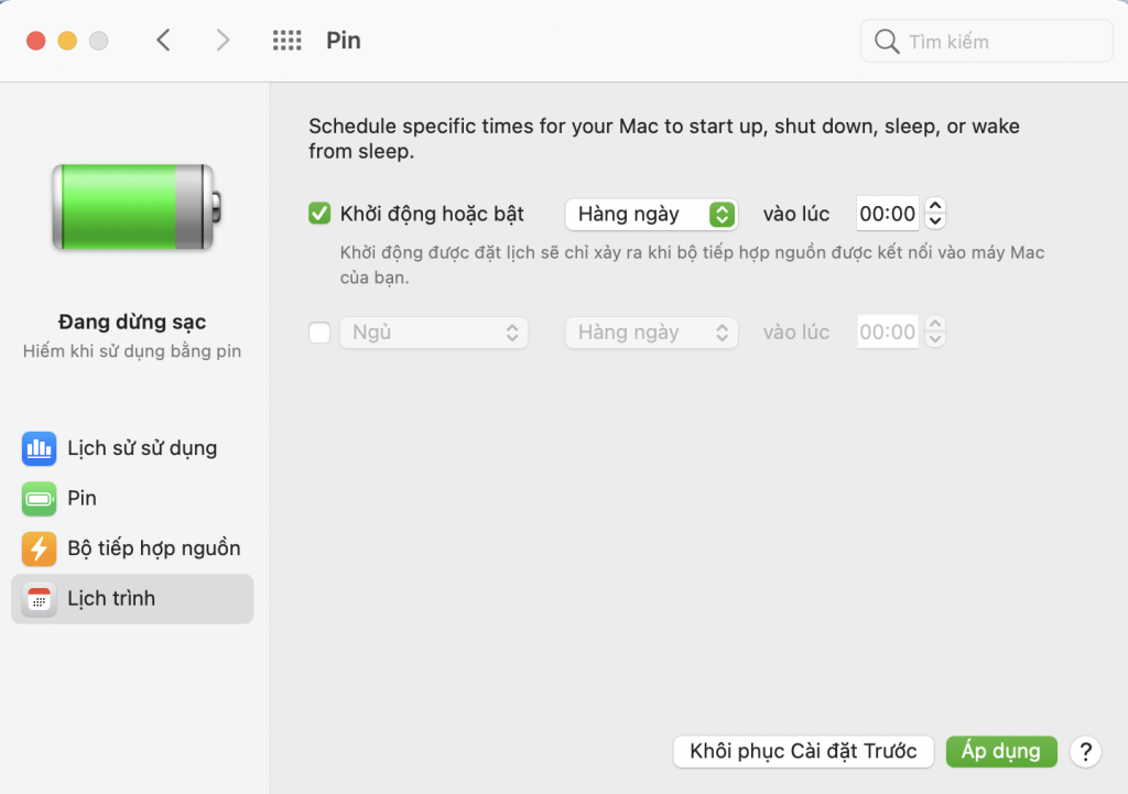 Tự động khởi động máy, bật máy trên macOS