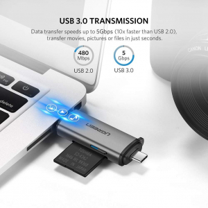 Đầu đọc thẻ SD, TF cổng Type-C, USB 3.0 Ugreen (50706) - ảnh 2