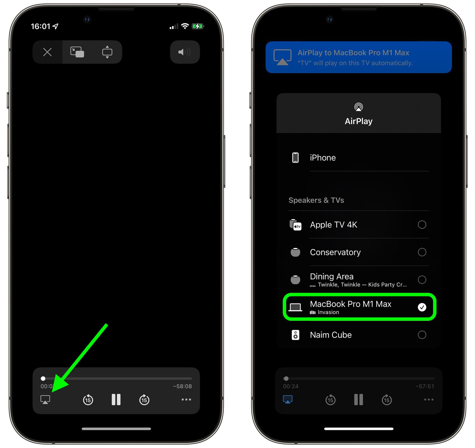 AirPlay Video từ iPhone lên Mac