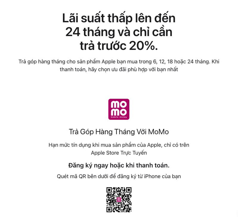 Hình thức trả góp trên Apple Store trực tuyến