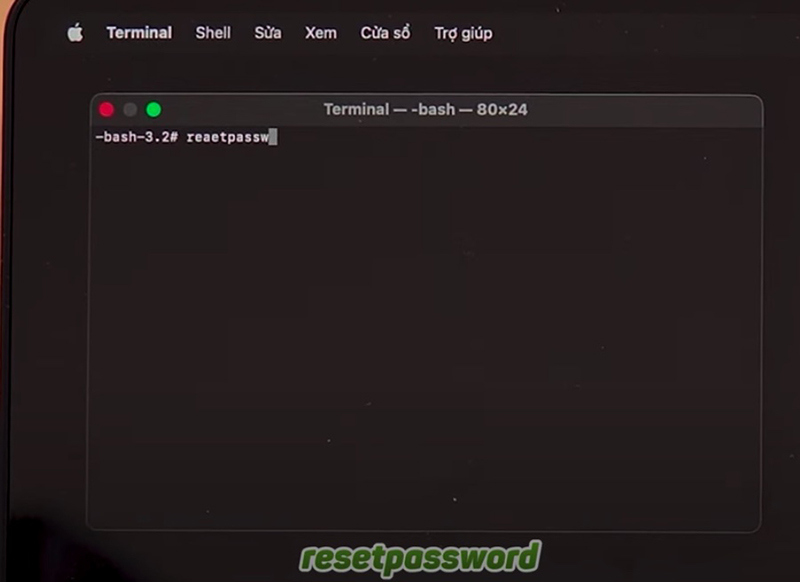 Nhập “resetpassword” > Nhấn Enter