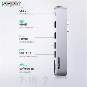 Cáp chuyển Ugreen từ USB-C 7 in 2 (80548)