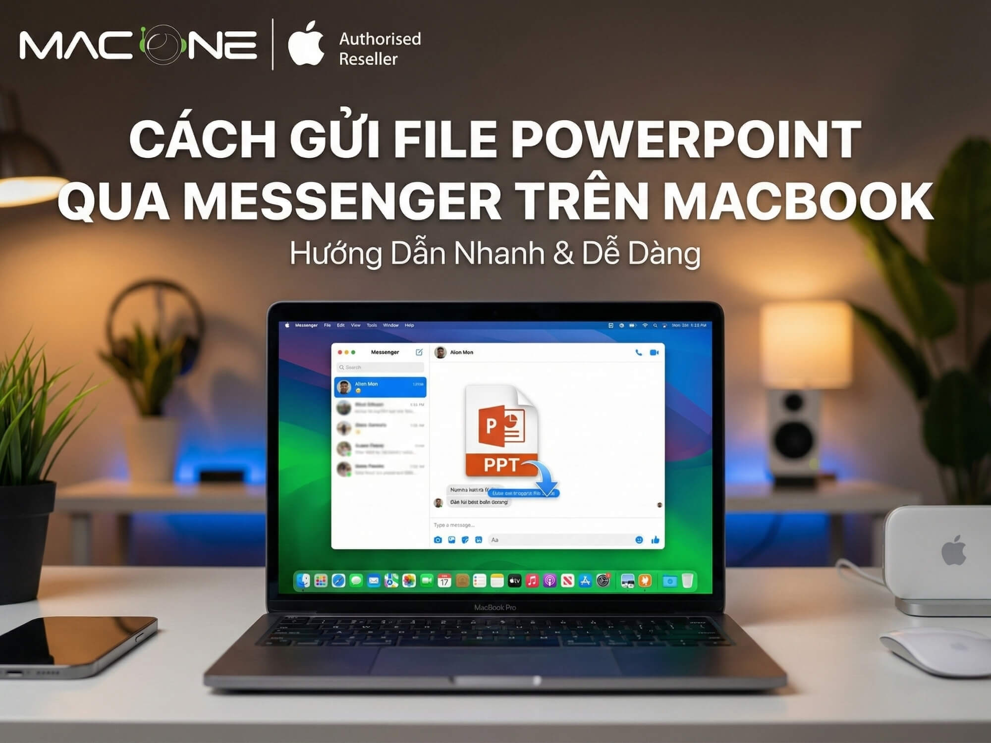 Cách gửi file PowerPoint qua Messenger MacBook